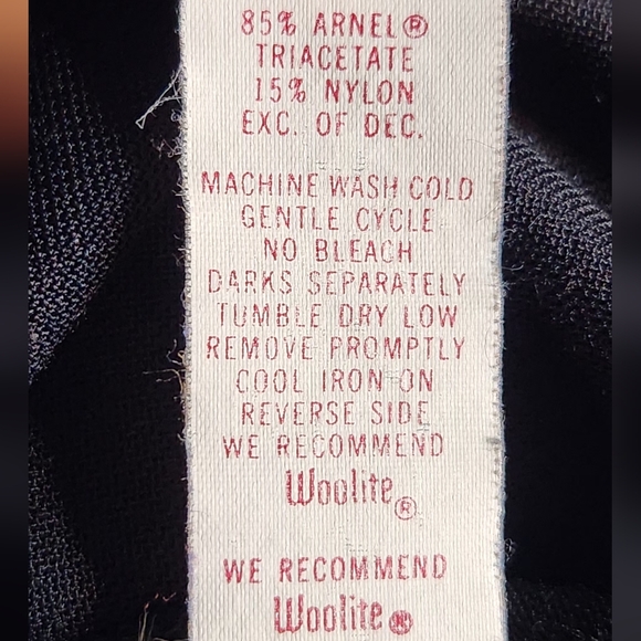 Vintage Black Velvet Dress with Red Accents w/ Side Split -22" pit to pit, 51" L - Picture 6 of 6